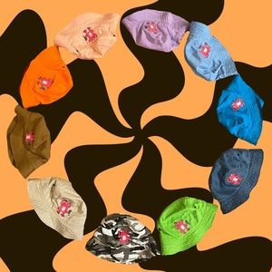 Bucket Hat embroidered with cute frog!